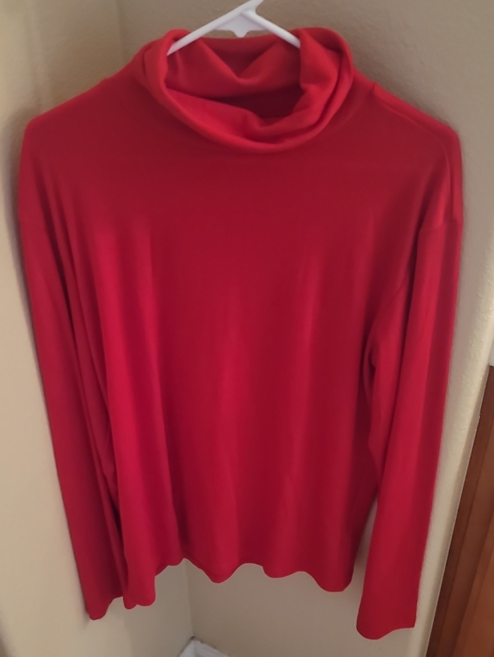 Red Turtleneck Long-Sleeve Top